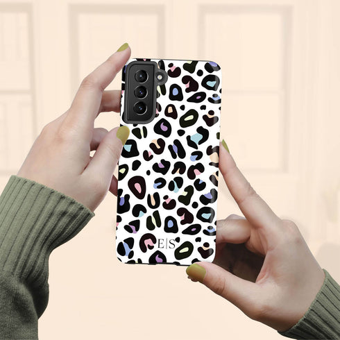 Custom Initials Candy Leopard Galaxy Case